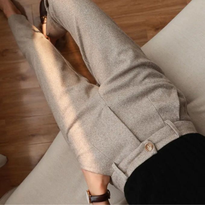 Harrow Herringbone Wool Trousers — Tailored Fit Men's Pants 9