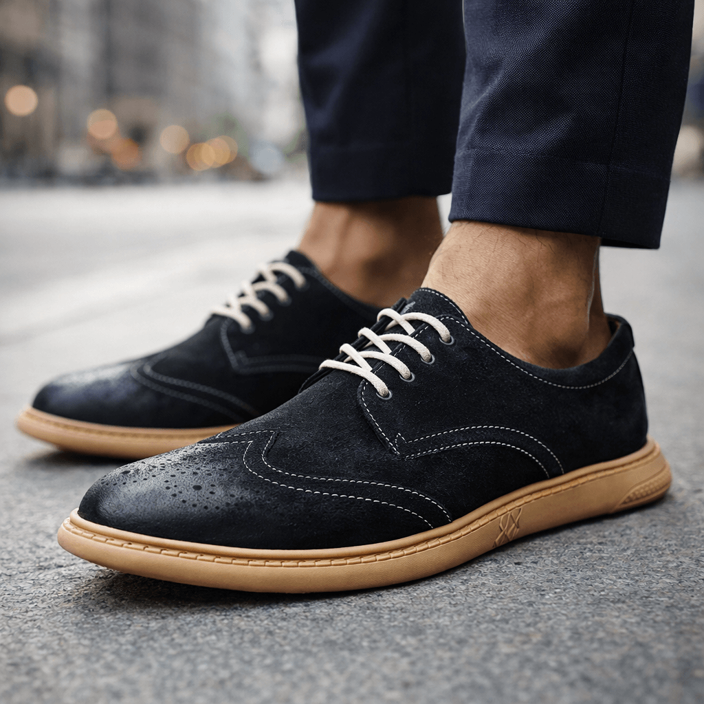 Men's Suede Brogue Lace-Up Dress Shoes — Cushioned Fit 4