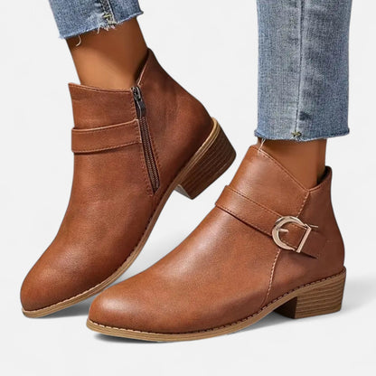 Women's Pointed-Toe Buckle Ankle Boot — Sleek Style 3