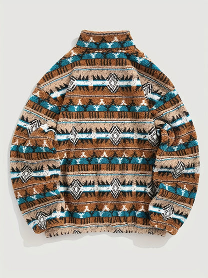 Heritage Half-Zip Pullover — Cozy Geometric Knit with Pocket 3