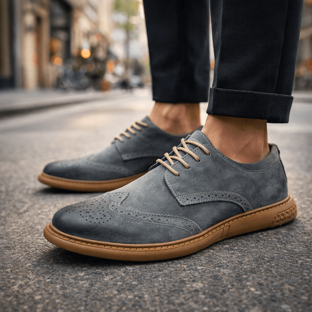Men's Suede Brogue Lace-Up Dress Shoes — Cushioned Fit 2