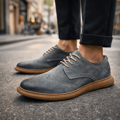 Men's Suede Brogue Lace-Up Dress Shoes — Cushioned Fit 2