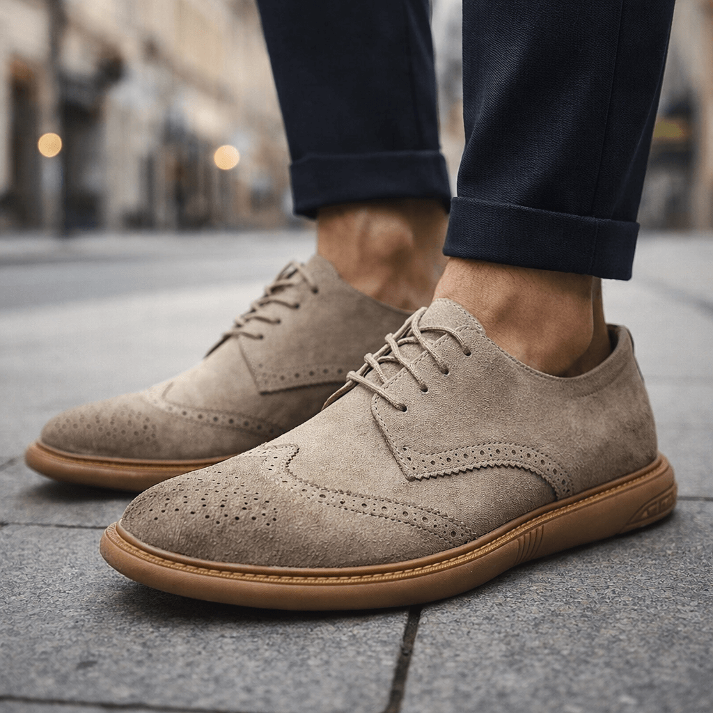Men's Suede Brogue Lace-Up Dress Shoes — Cushioned Fit 3