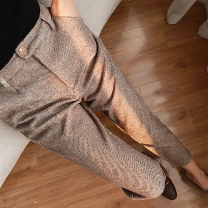 Harrow Herringbone Wool Trousers — Tailored Fit Men's Pants 2