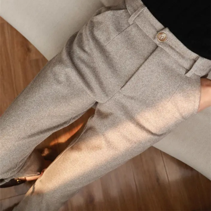 Harrow Herringbone Wool Trousers — Tailored Fit Men's Pants 10