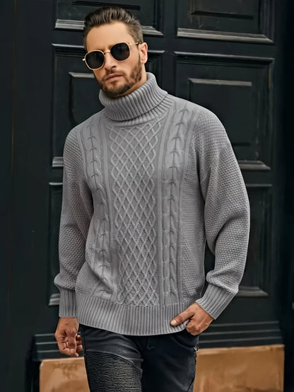 Ambrose Cable-Knit Turtleneck Sweater — Classic Cozy Fit 15