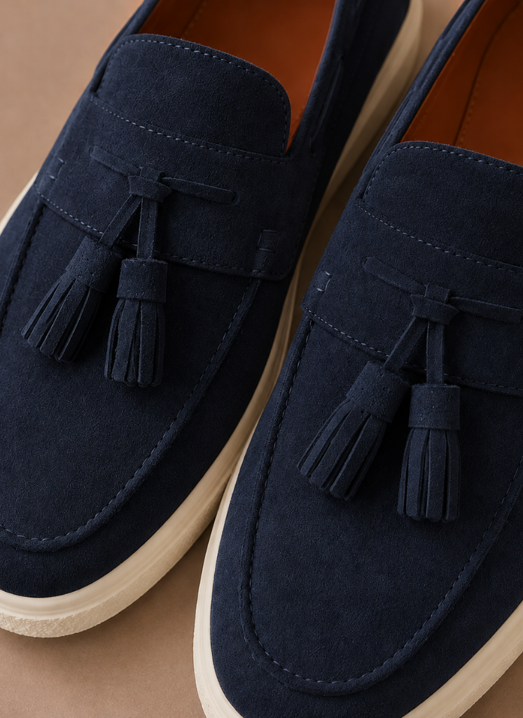 Men's Tassel Loafer Sneakers — Suede Casual Slip-On 9