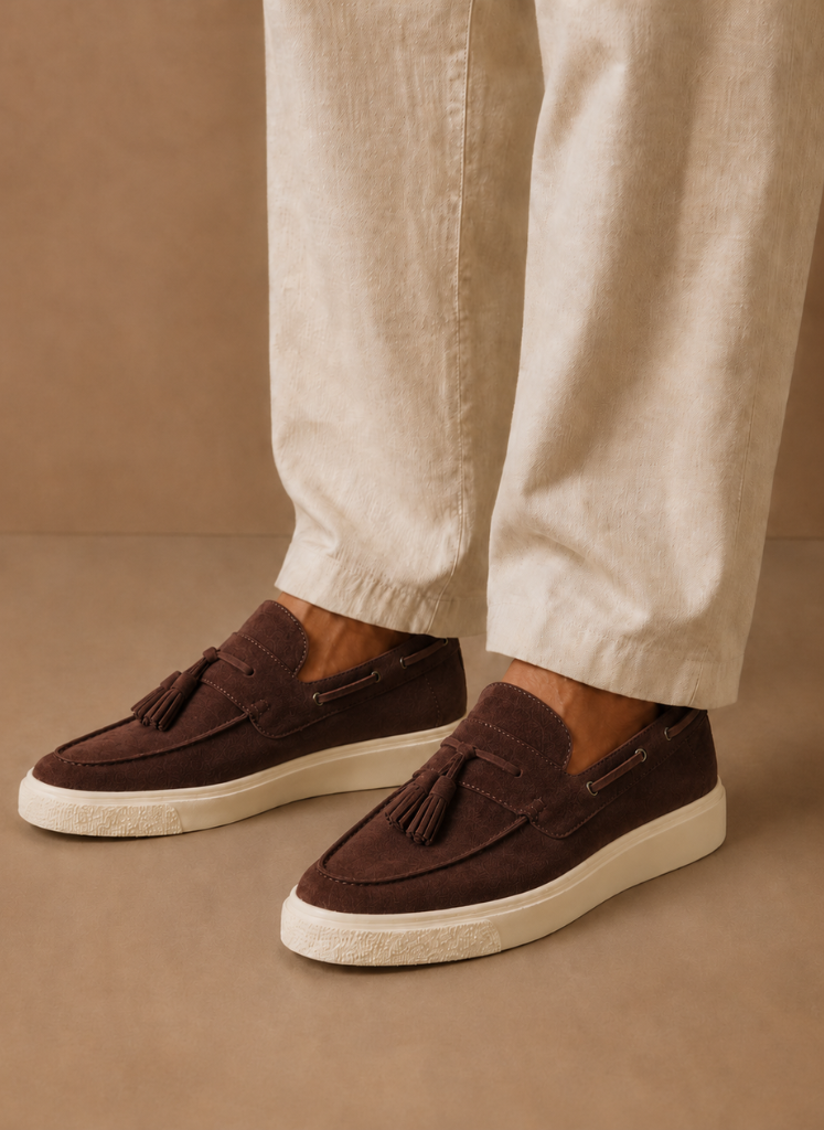Men's Tassel Loafer Sneakers — Suede Casual Slip-On 10