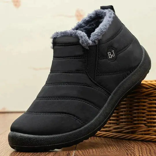 Men's Winter Ankle Boots — Faux Fur-Lined Waterproof Slip-On