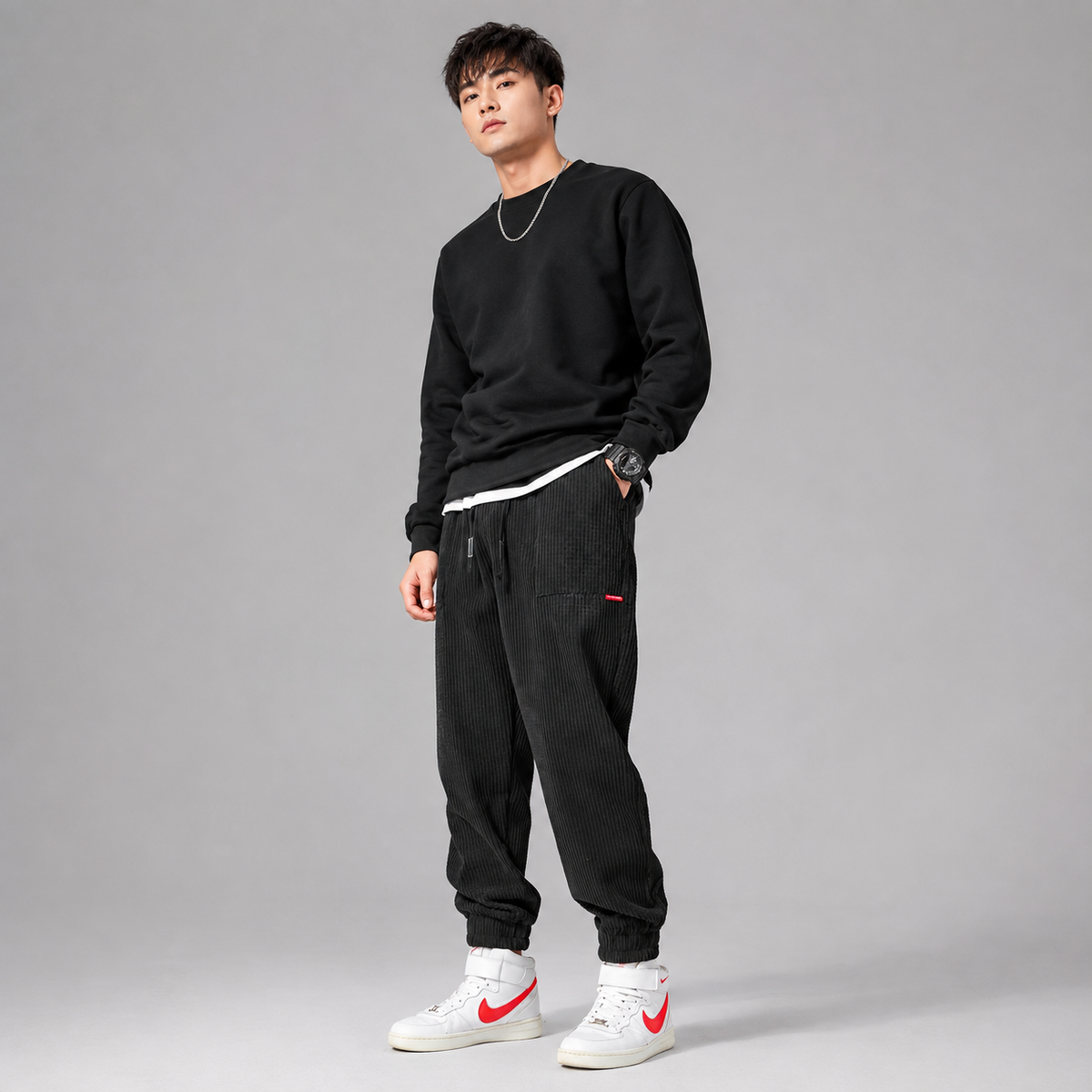 Men's Fleece-Lined Corduroy Joggers — Relaxed Tapered Fit 4