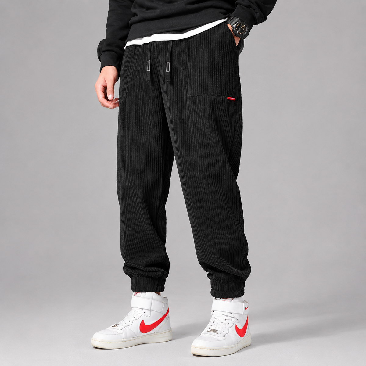 Men's Fleece-Lined Corduroy Joggers — Relaxed Tapered Fit 3