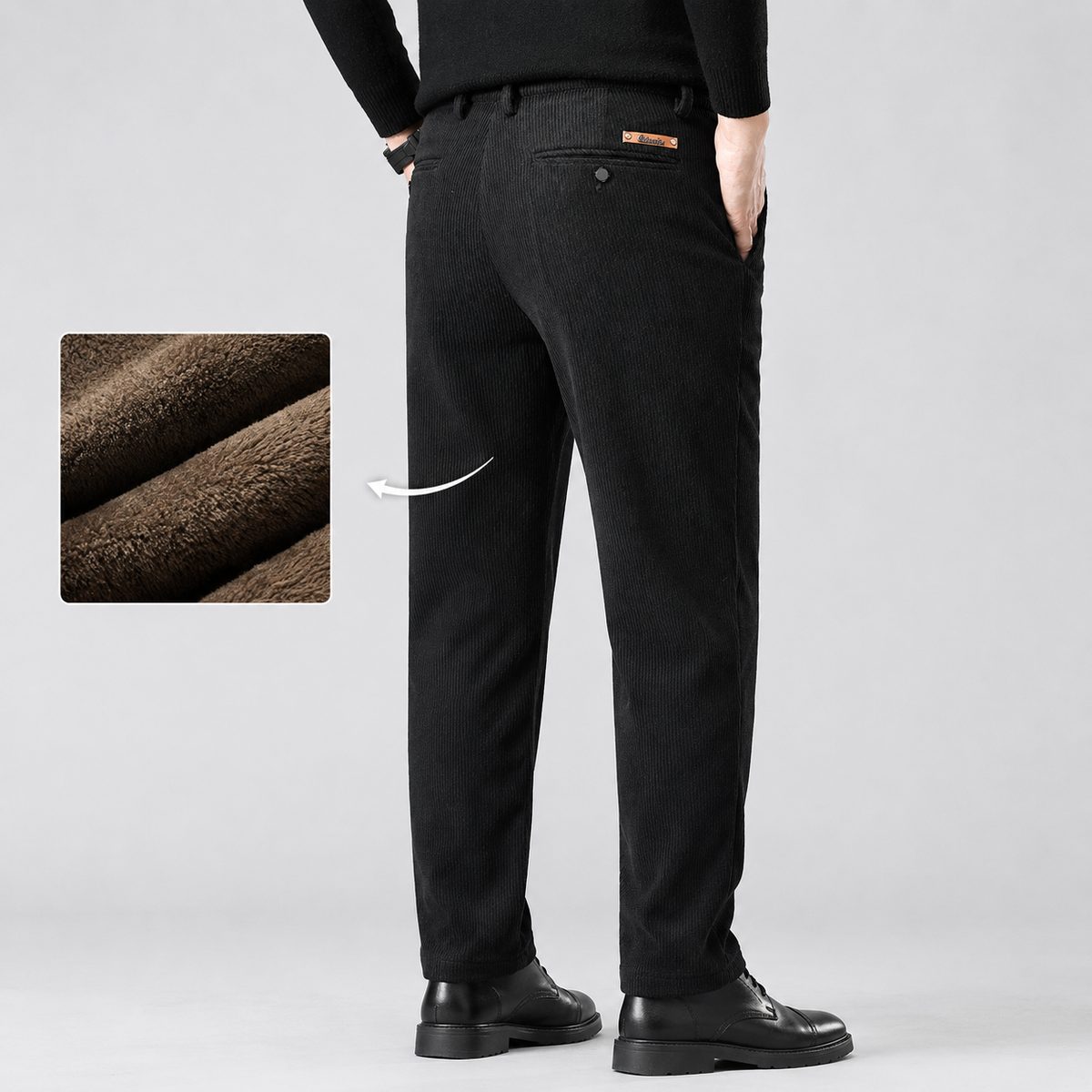 Men's Fleece-Lined Corduroy Trousers — Straight Leg Winter 7