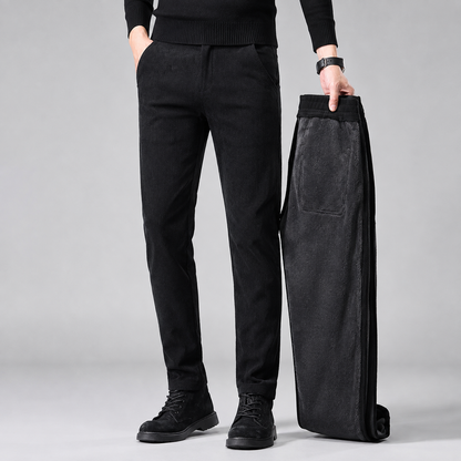 Men's Fleece-Lined Corduroy Trousers — Straight Leg Winter 5