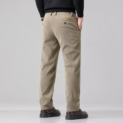 Men's Fleece-Lined Corduroy Trousers — Straight Leg Winter 2