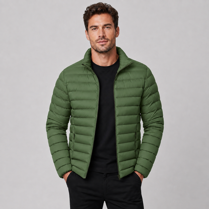 Men's Lightweight Puffer Jacket — Stand Collar Full-Zip 6