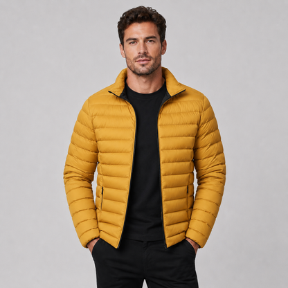 Men's Lightweight Puffer Jacket — Stand Collar Full-Zip 4