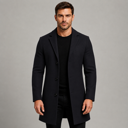 Men's Tailored Longline Overcoat — Single-Breasted Notch Lapel 1