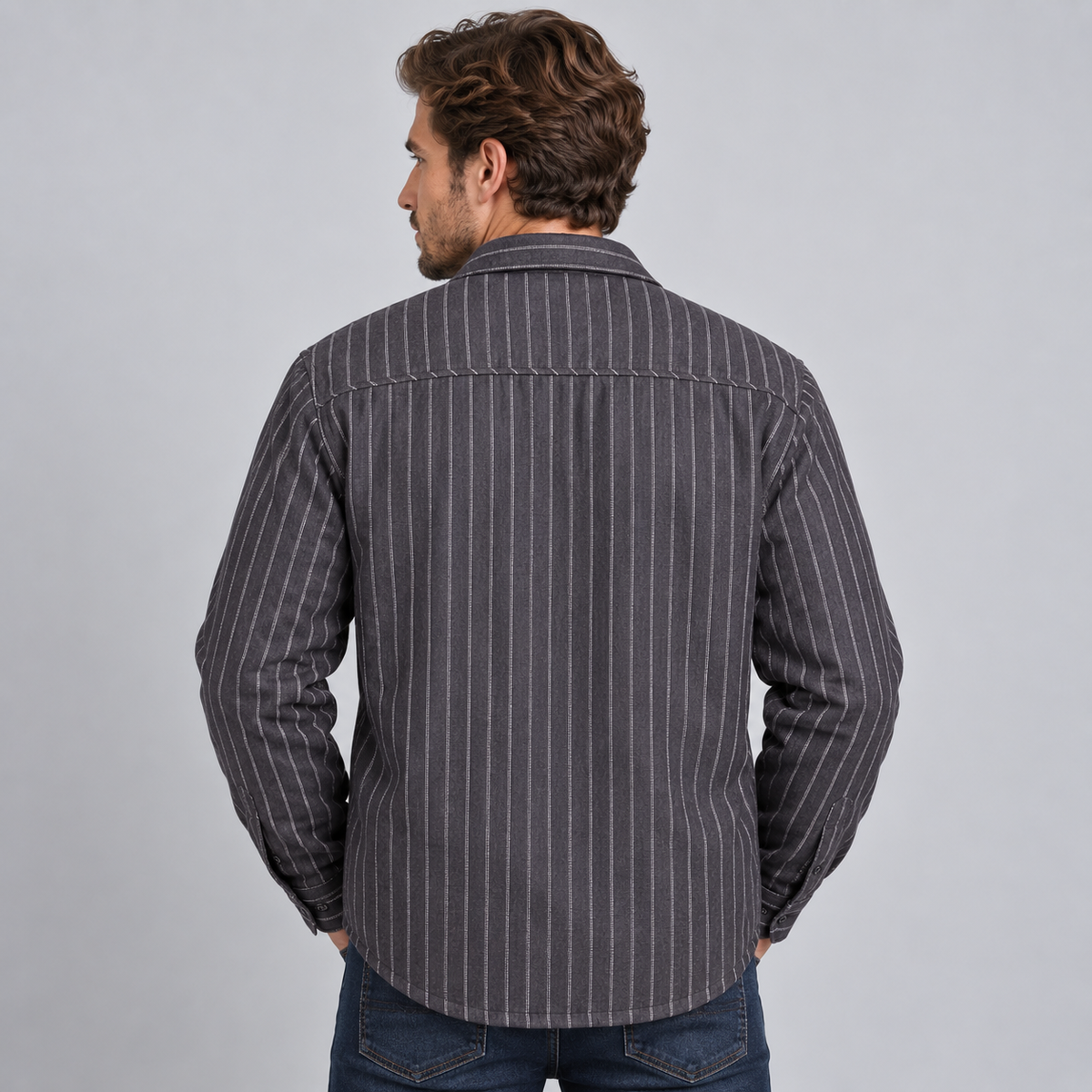 Men's Fleece-Lined Check Flannel Overshirt — Regular Fit 2