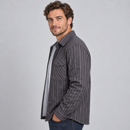 Men's Fleece-Lined Check Flannel Overshirt — Regular Fit 3