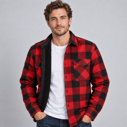 Men's Fleece-Lined Check Flannel Overshirt — Regular Fit 5