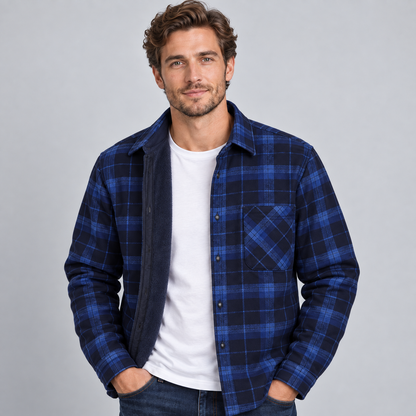 Men's Fleece-Lined Check Flannel Overshirt — Regular Fit 4
