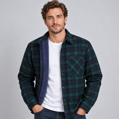 Men's Fleece-Lined Check Flannel Overshirt — Regular Fit 7