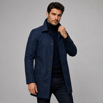Men's Tailored Longline Coat — Button Front Outerwear 2