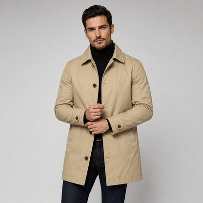 Men's Tailored Longline Coat — Button Front Outerwear 1
