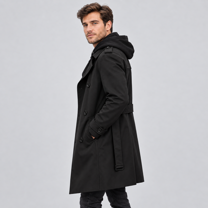 Men's Double Breasted Tailored Trench Coat — Lined Fit 3