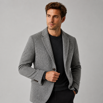 Men's Herringbone Wool-Blend Blazer — Tailored Slim Fit 2