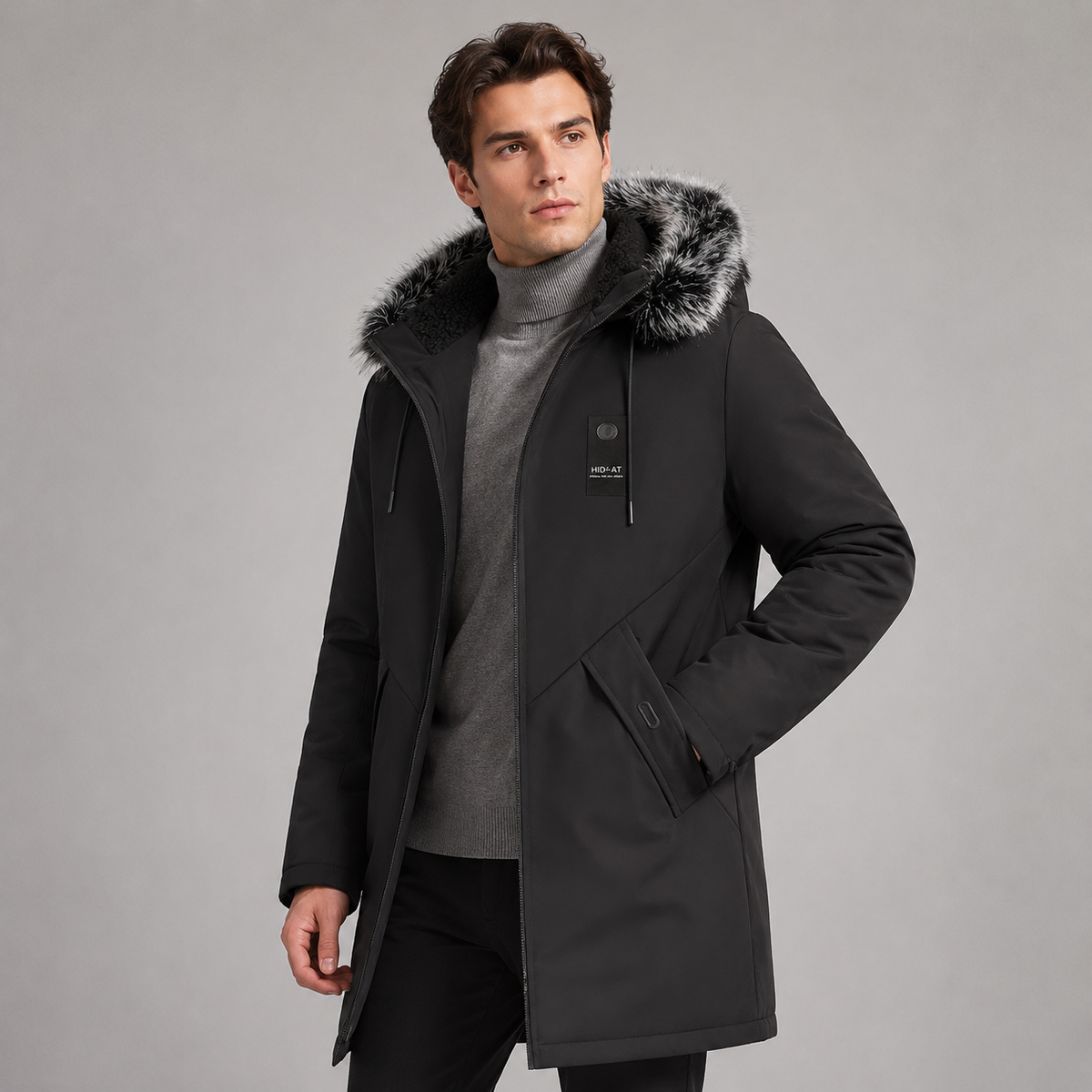 Men's Fleece-Lined Hooded Parka — Mid-Length Winter Coat 1