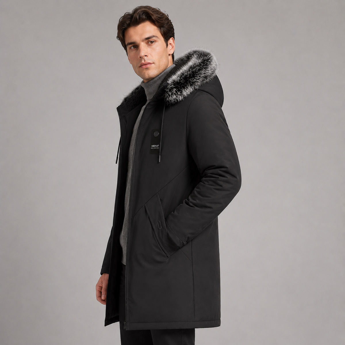 Men's Fleece-Lined Hooded Parka — Mid-Length Winter Coat 3
