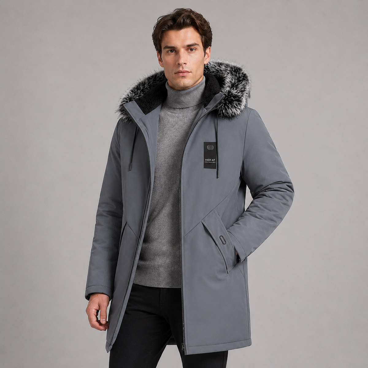 Men's Fleece-Lined Hooded Parka — Mid-Length Winter Coat 4