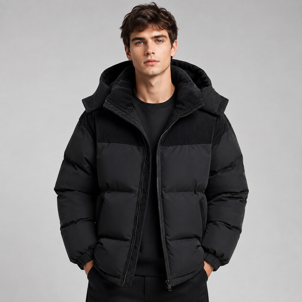 Men's Oversized Hooded Puffer Jacket — Thick Padded Winter Coat 1