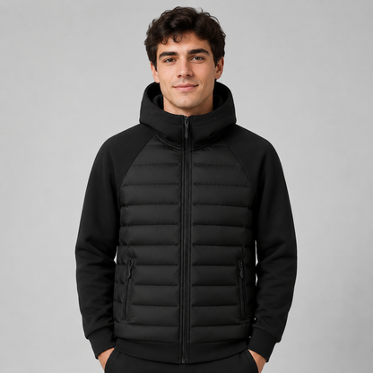 Men's Hooded Down Jacket — Quilted Panels, Lightweight Warmth 1