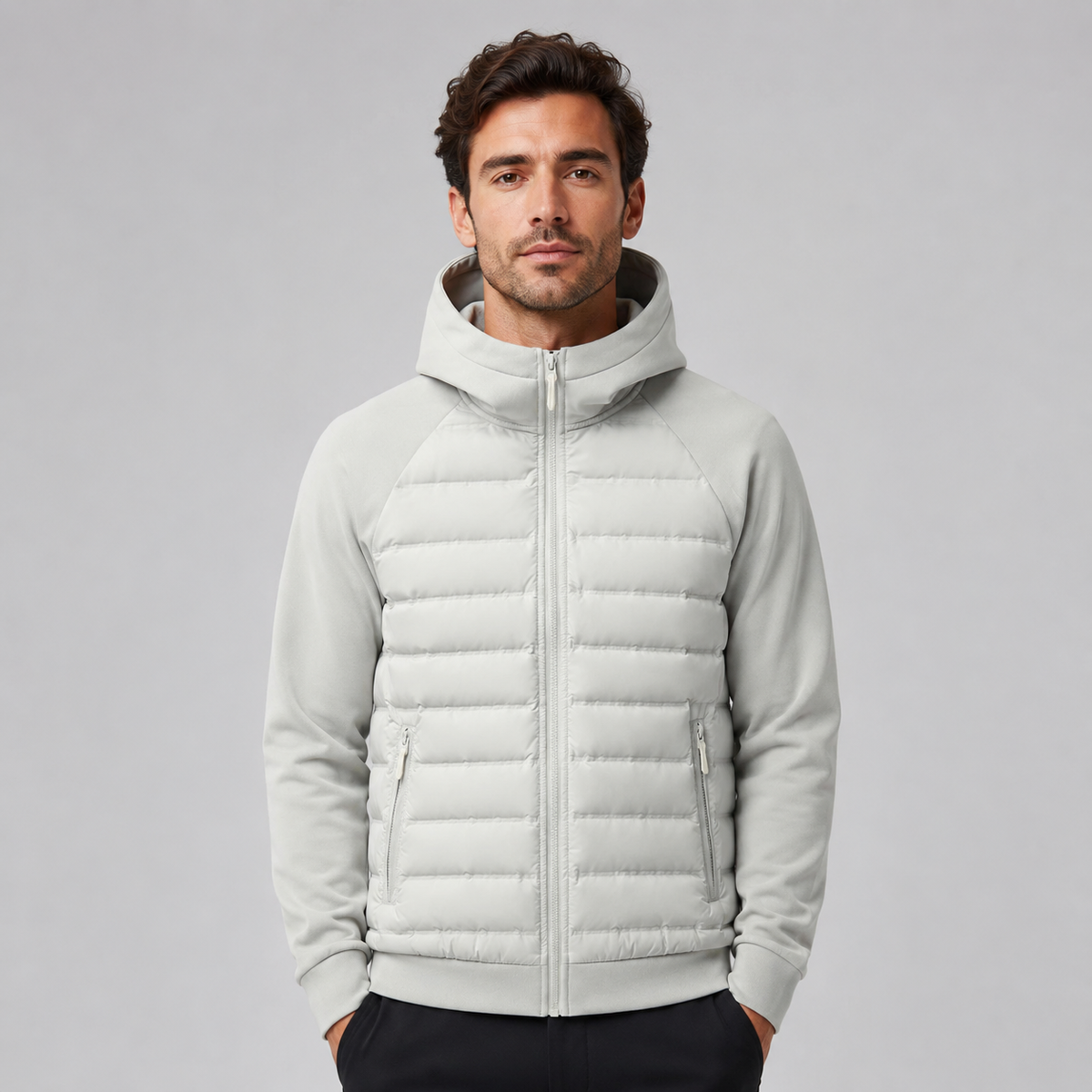 Men's Hooded Down Jacket — Quilted Panels, Lightweight Warmth 3
