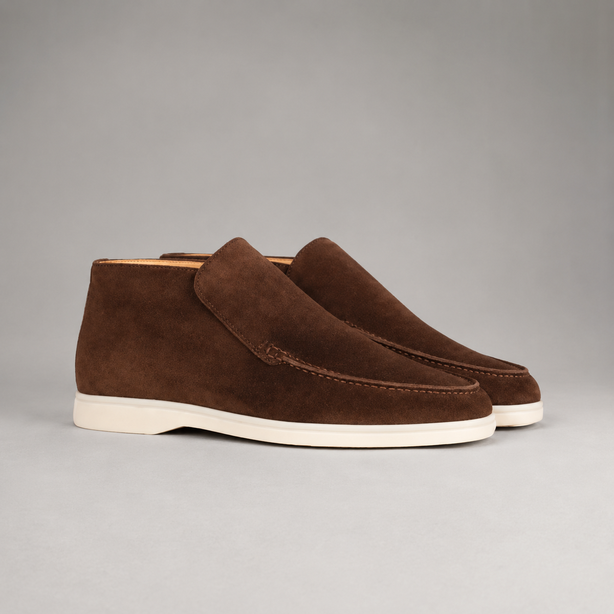 Men's Suede-Look Slip-On Ankle Boots — Contrast Sole 8