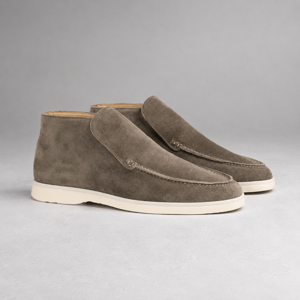 Men's Suede-Look Slip-On Ankle Boots — Contrast Sole 9