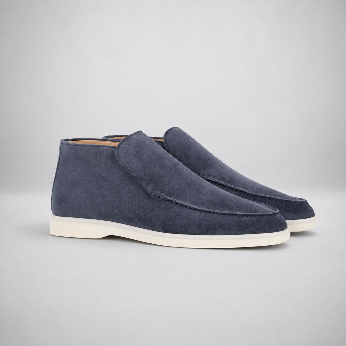 Men's Suede-Look Slip-On Ankle Boots — Contrast Sole 4