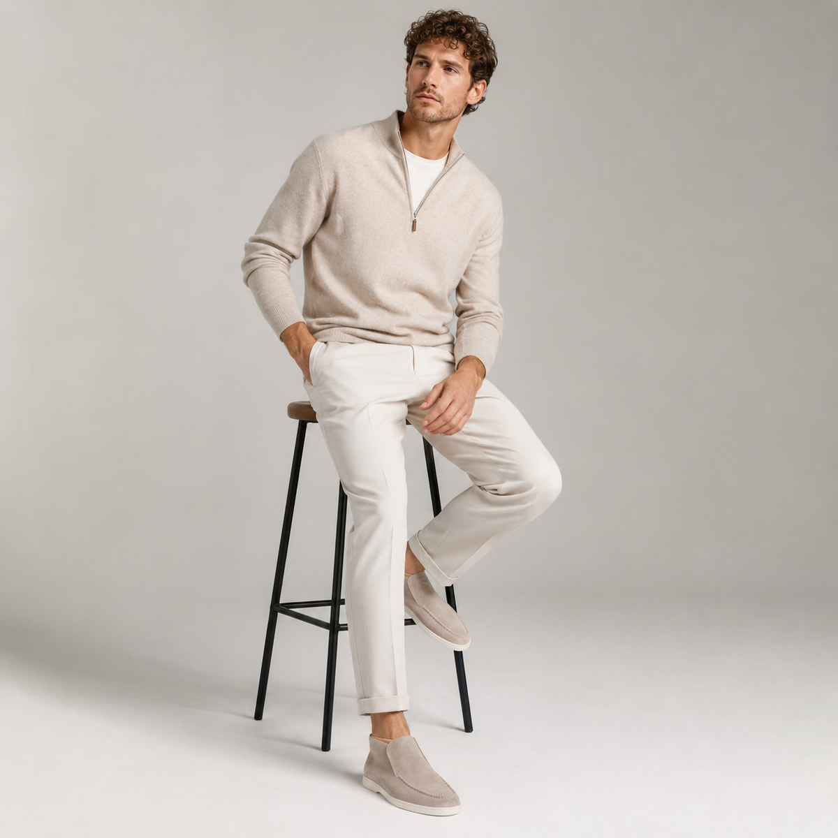 Men's Suede-Look Slip-On Ankle Boots — Contrast Sole 3