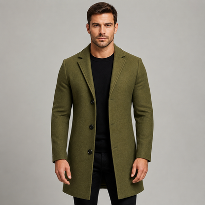 Men's Tailored Longline Overcoat — Single-Breasted Notch Lapel 3