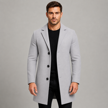 Men's Tailored Longline Overcoat — Single-Breasted Notch Lapel 7
