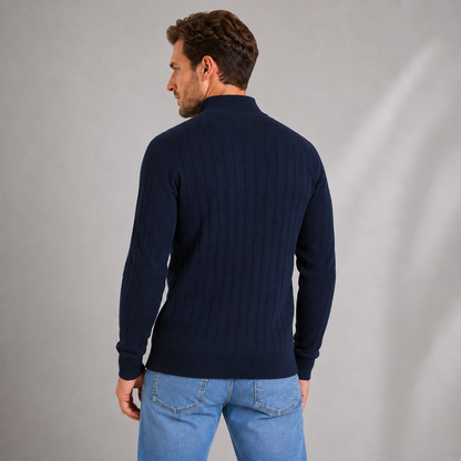 Men's Quarter Zip Ribbed Jumper — Funnel Neck Sweater 3