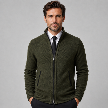 Men's Fleece Zip-Up Cardigan — Stand Collar Full Zip 8