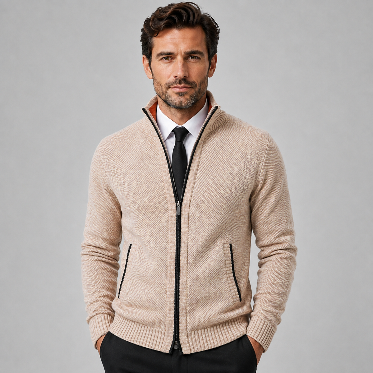 Men's Fleece Zip-Up Cardigan — Stand Collar Full Zip 9