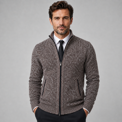Men's Fleece Zip-Up Cardigan — Stand Collar Full Zip 7