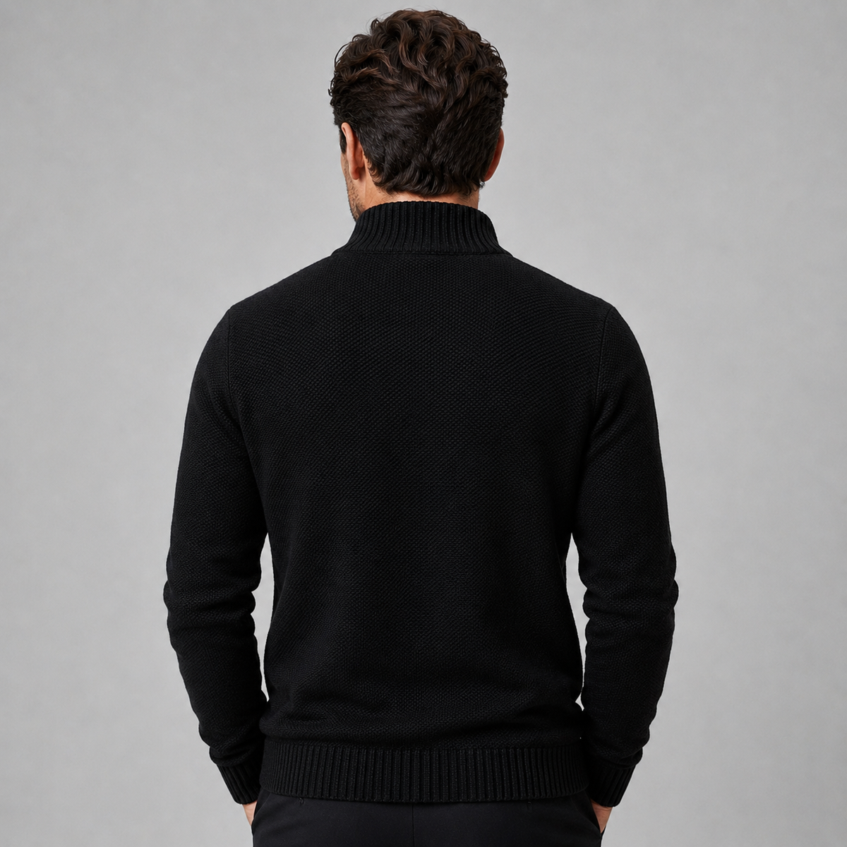 Men's Fleece Zip-Up Cardigan — Stand Collar Full Zip 2