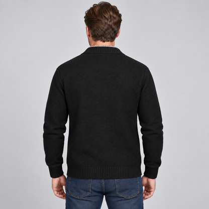 Men's Fleece-Lined V-Neck Cardigan — Button Front Knit 2