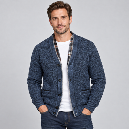 Men's Fleece-Lined V-Neck Cardigan — Button Front Knit 5