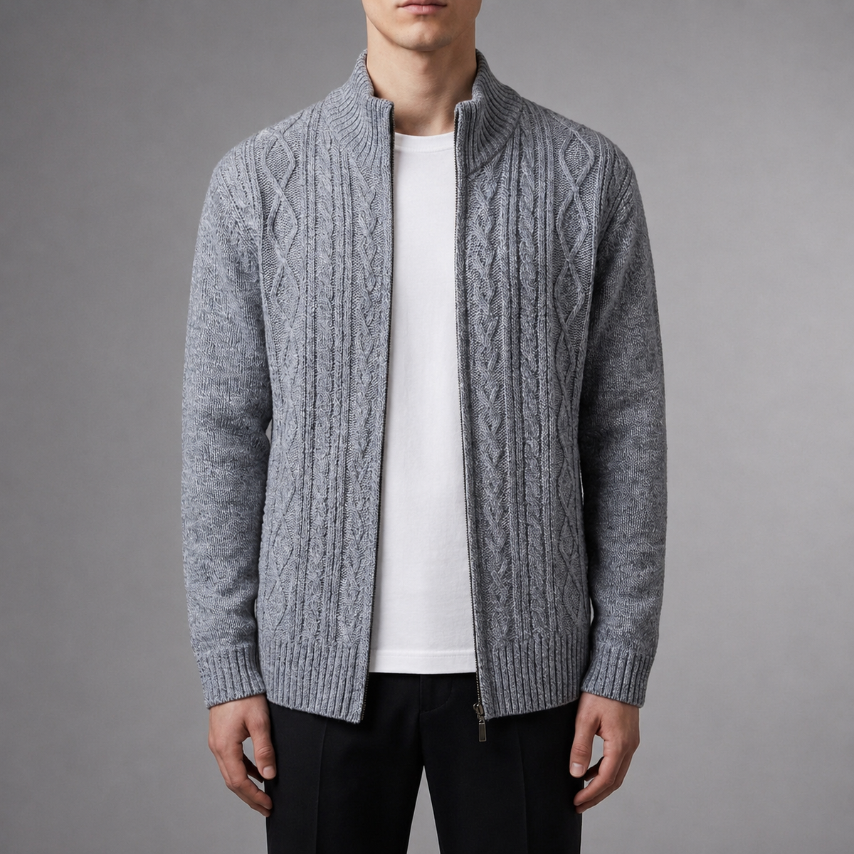 Porto Vecchio Cable Knit Cardigan — Men's Premium Knit 1